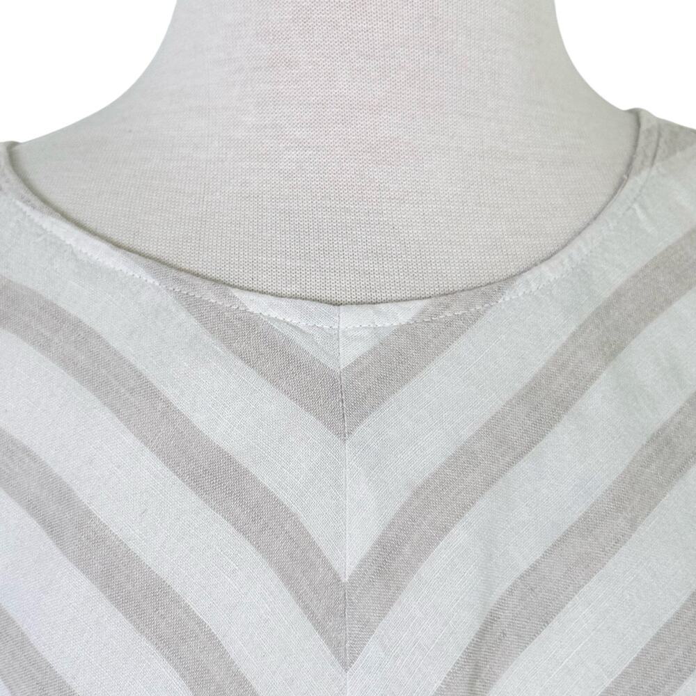 LIZ‎ CLABORNE Linen Sleeveless Dress Neutral Flax Chevron Striped Plus Size 0X - Picture 4 of 10